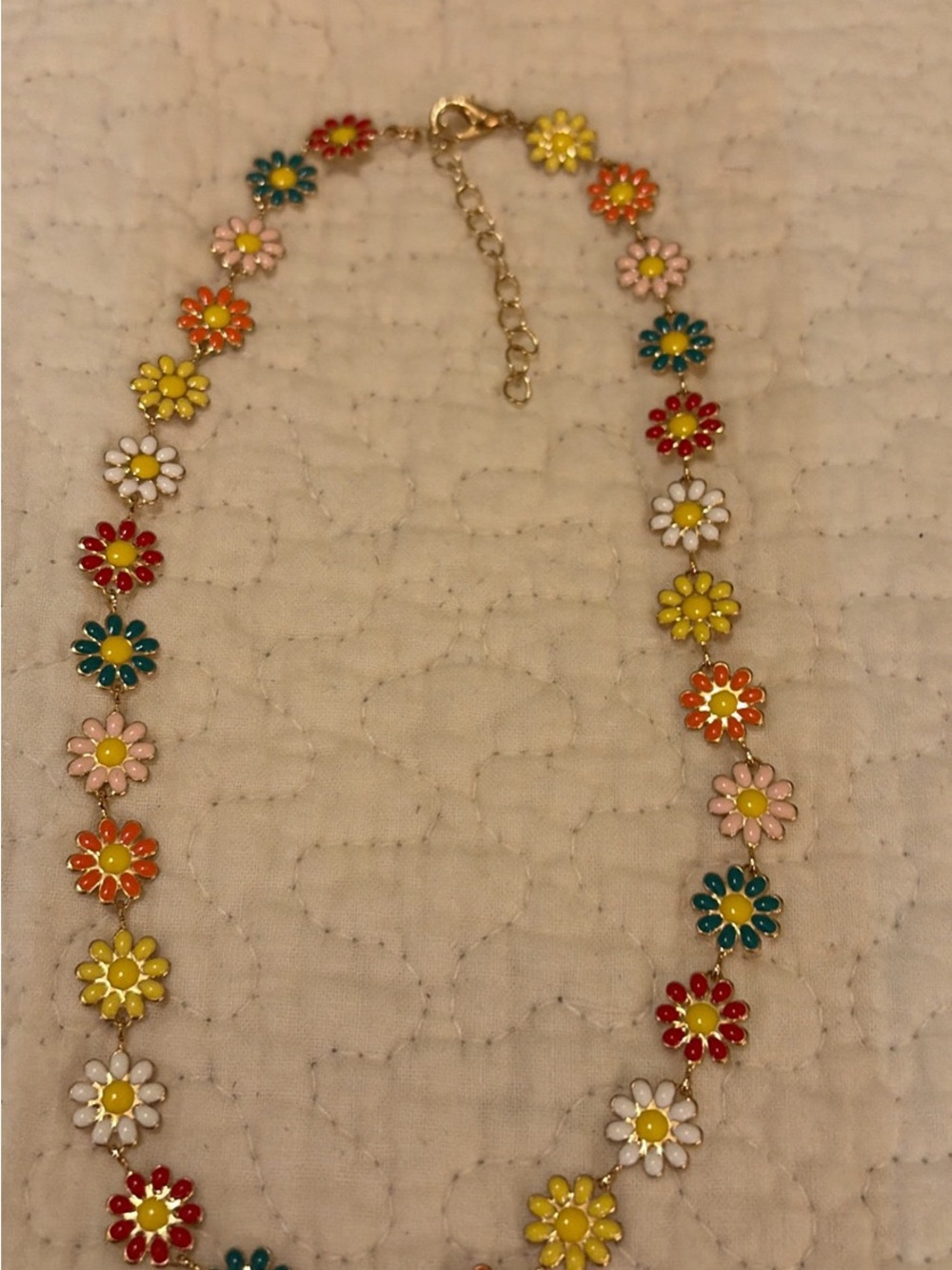Multicolor Floral Daisy Chain Necklace - Women Jewelry